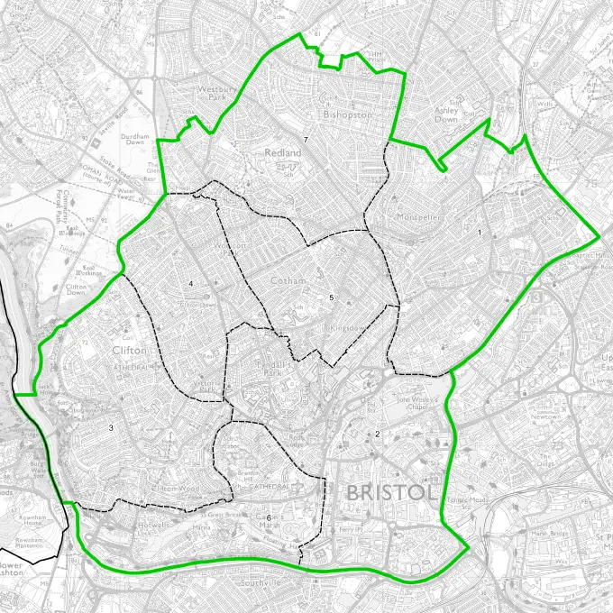 A map of the Bristol Central constituency